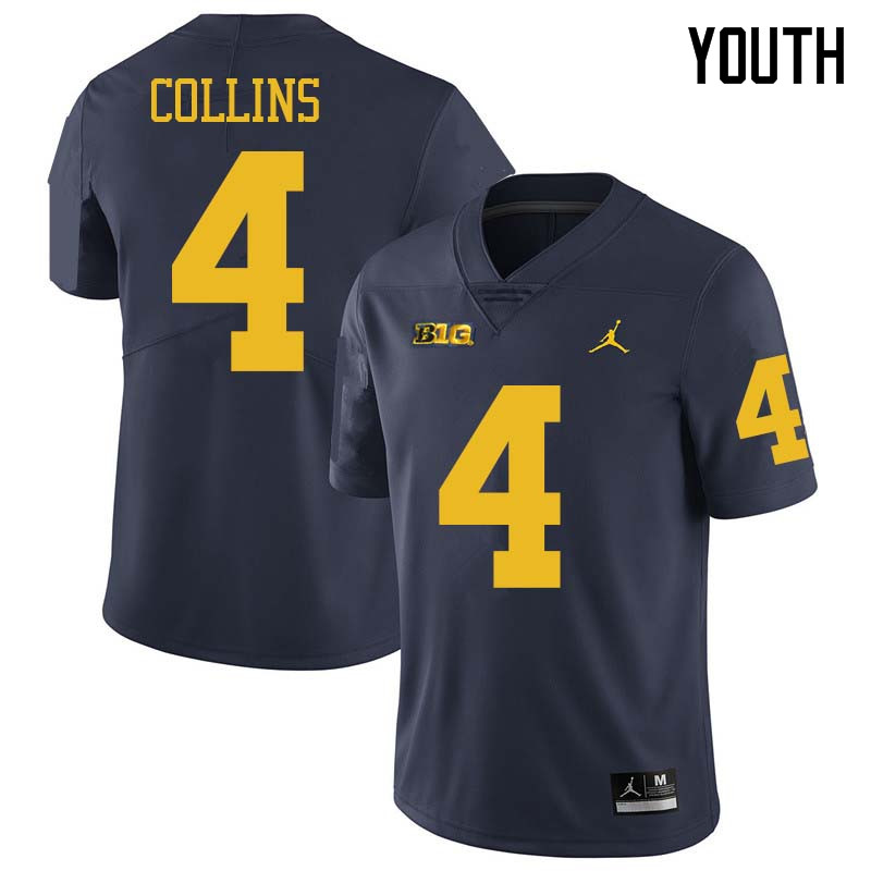 Jordan Brand Youth #4 Nico Collins Michigan Wolverines College Football Jerseys Sale-Navy